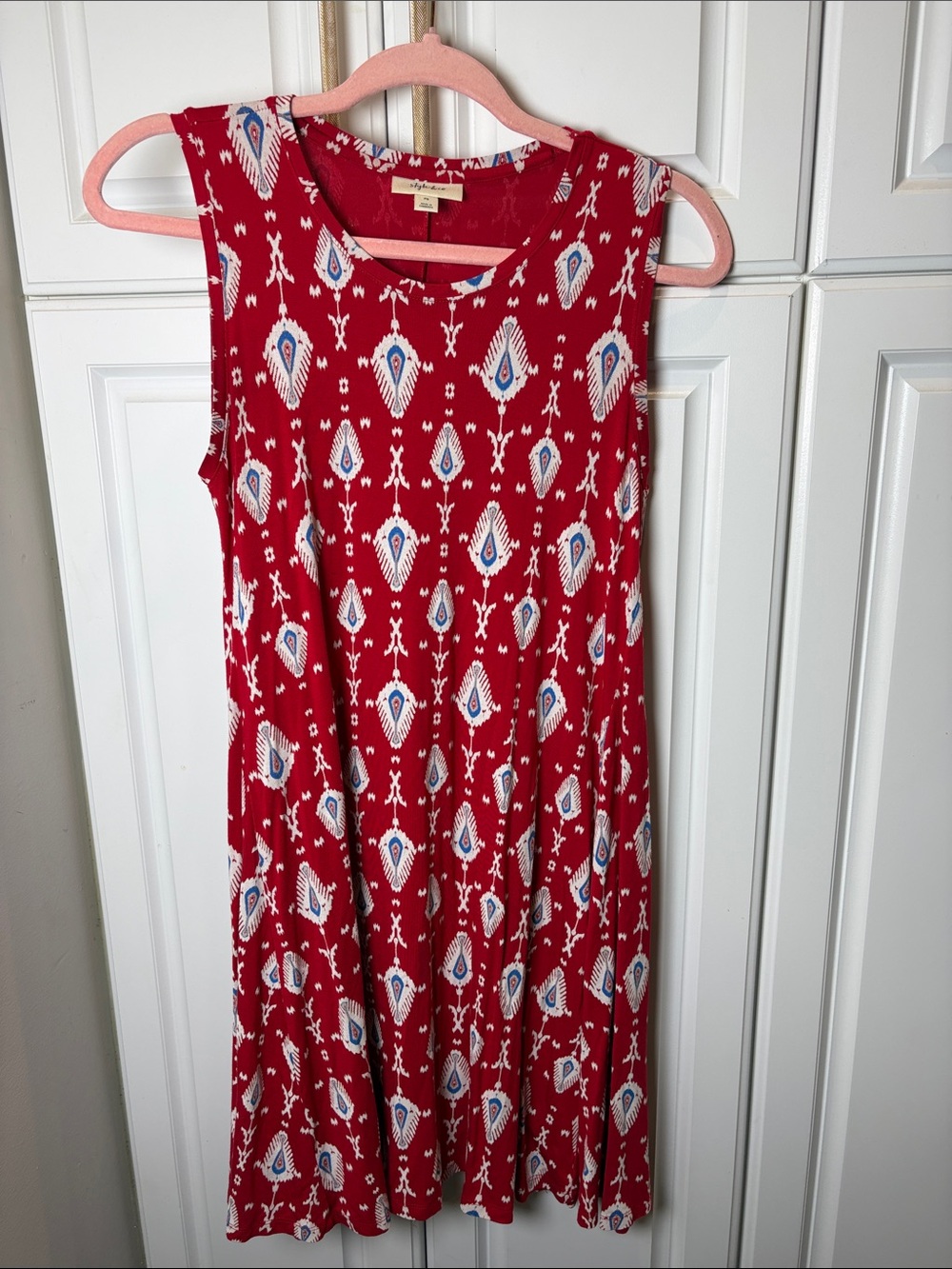 Style & Co. Red Sleeveless Printed Midi Dress